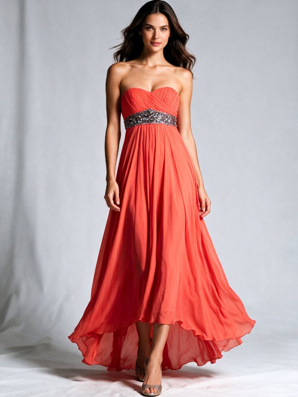 Neon Coral Gown from J. C. Penny Size 7 (m)